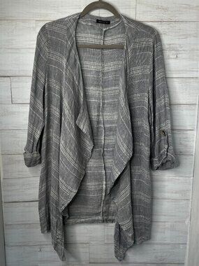 For Cynthia 100% Linen Costal Lightweight Beachy Open Cardigan Jacket Size XL
